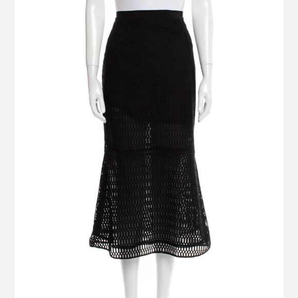 Sandro Black Mesh Midi Skirt NWT - Picture 1 of 7